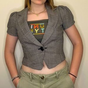 Nine West Cropped Y2K Dogtooth Blazer ✨